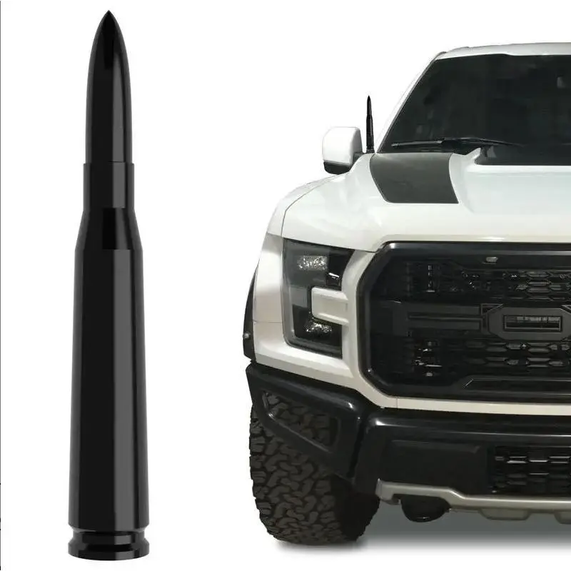 Black 50 Cal Bullet Anti-Theft Antenna for Ford F-Series Raptor Super Duty Mustang, Roof & Hood Mount Truck Replacement Antenna
