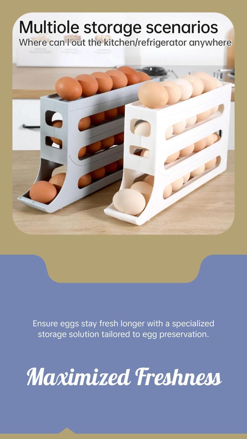 Efficient Egg Storage Solution - Automatic Rolling Type Egg Storage Box for Fridge Organization and Freshness
