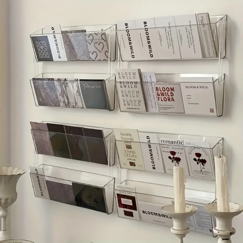 1pcs Transparent Acrylic/Wall-Mounted File Organizer/Card Storage Rack/Suitable for Office And Home Use