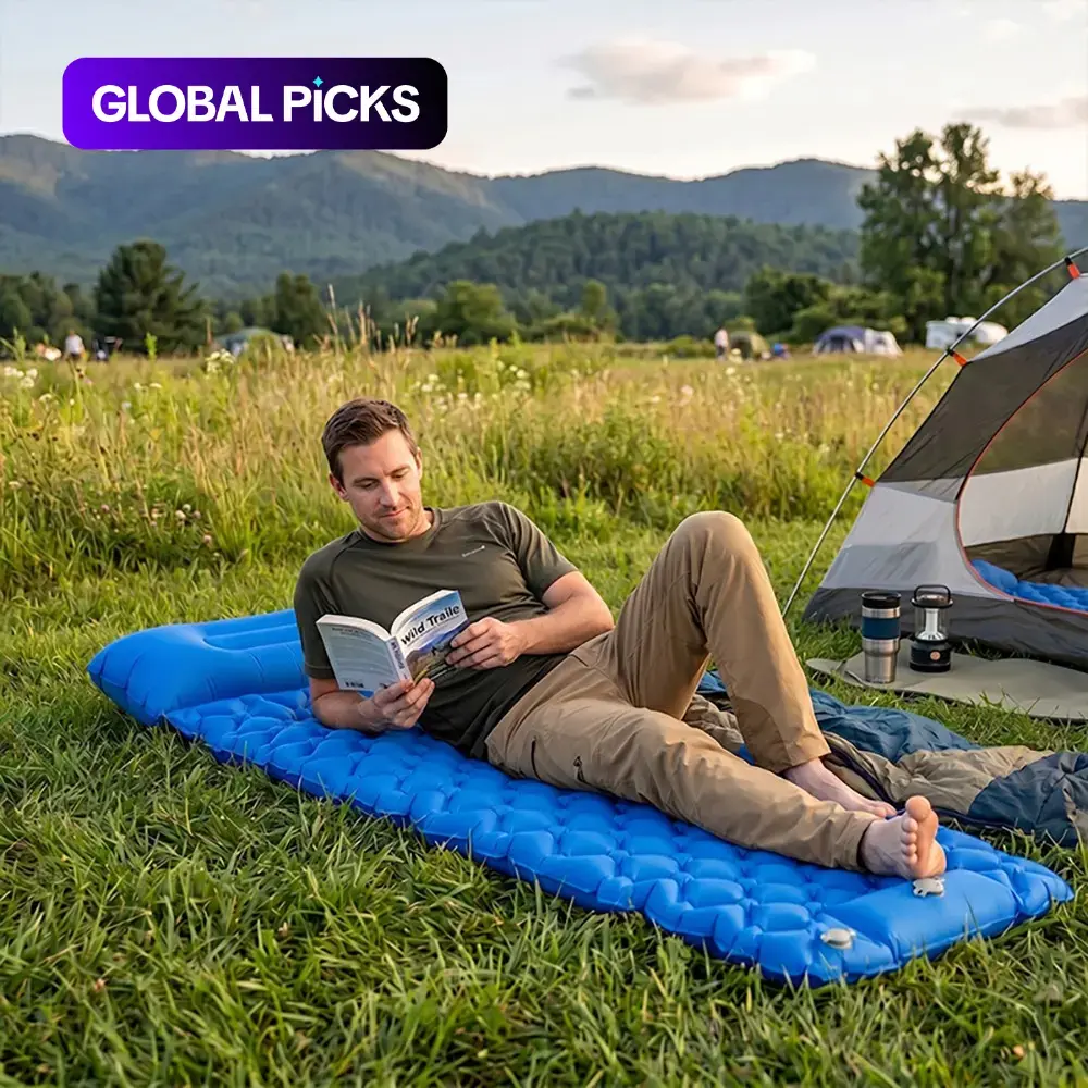 Self-Inflating Camping Sleeping Pad, Mini Lightweight Waterproof Hiking Air Mattress, Portable Compact Sleep Mat for Hiking, Travel, Outdoor Adventures, Backpacking Sleeping Pad, Inflatable Airbed, PVC Inflatable Bed #GLOBAL PICKS
