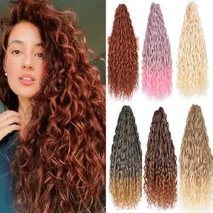 Soft Jessica Wave Crochet Hair Extensions, Pre Looped Bohemian Water Curly Braids, Ombre Gradient Synthetic Crochet Braids for Daily & Party Use