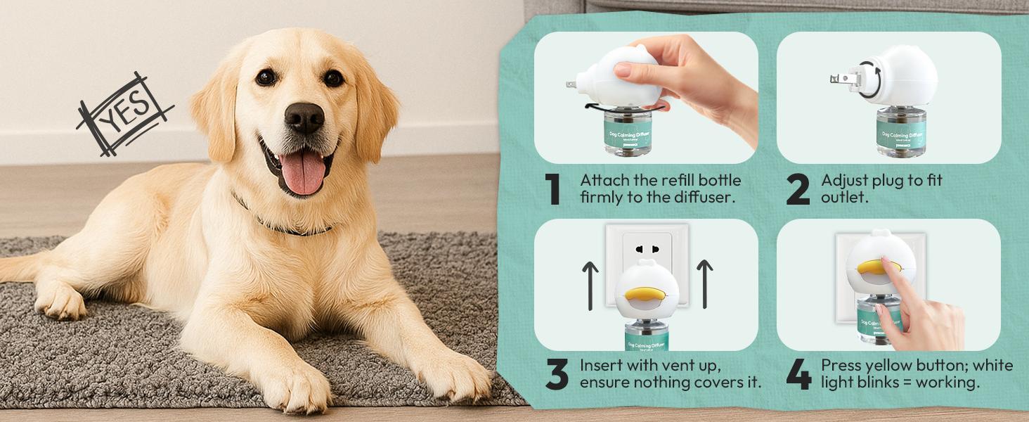 Safe Pheromone Dog Calming Diffuser – Plug-In Anxiety & Stress Relief Aid, Puppy Safe & Ideal for Home Calm Environment (1–3 Pack)