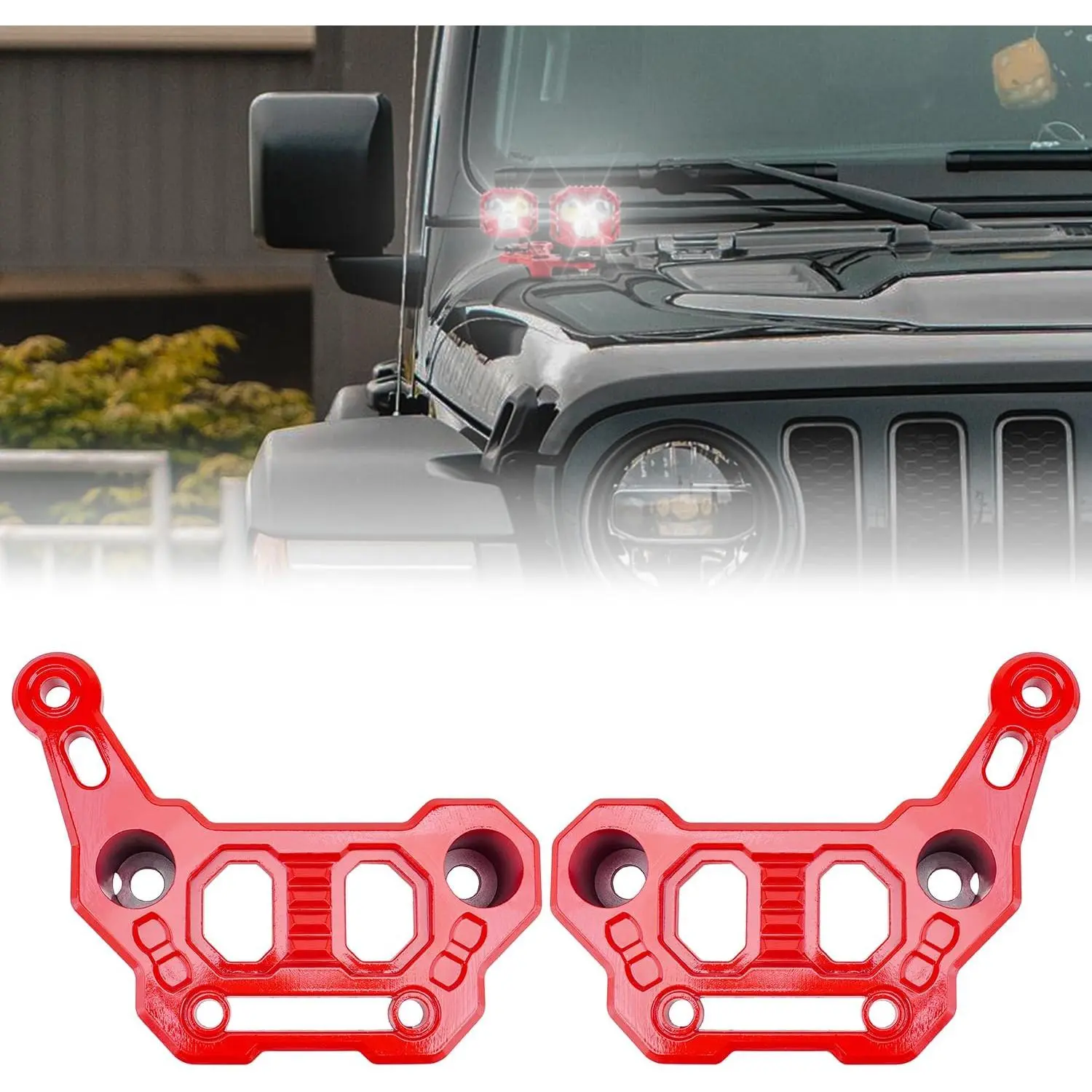 JL Dual Light Bar Mount Bracket, JT Ditch Light Cowl Light A-Pillar Mounting Brackets Compatible with Jeep Wrangler JL JLU Gladiator JT 2018-2025