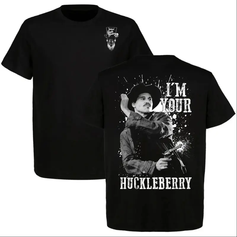 Graphic T-Shirt Tombstone "I’m Your Huckleberry" T-Shirt Doc Holliday Shirt Perfect for Cowboy Full Size Full  Unisex Western Streetwear Camiseta Casual Verano Vintage Cowboy Movie Tee USA