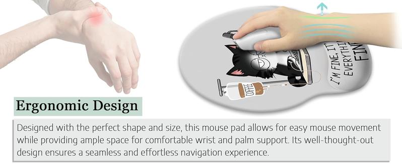 Ergonomic Cat Mouse Pad with Wrist Rest, Gaming Mouse Pad with Wrist Support, Funny Mouse Pad for Desk, Computer Mousepad with Non-Slip Pain Relief PU Base, Cute Office Desk Accessory Ergonomic Cat Mouse Pad with Wrist Rest, Gaming Mouse Pad with Wrist Support, Funny Mouse Pad for Desk, Computer Mousepad with Non-Slip Pain Relief PU Base, Cute Office Desk Accessory