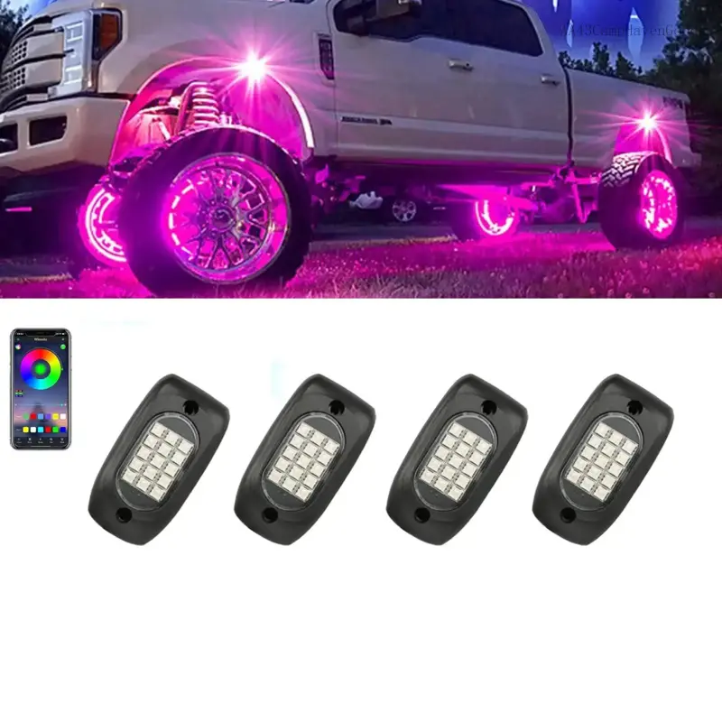 Pods Rock Lights, Underglow Multicolor Neon Light Kit, Wheel Well Light with Control & Music Mode, Under Glow Lights for OffAA43CampHavenGoods