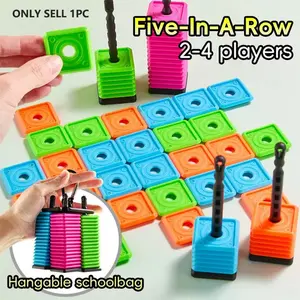 Macaron Mini Hanging Connect Four Board Game Toy, Portable Pocket Chess Game, Durable Plastic Pieces, Ideal for Kids and Adults