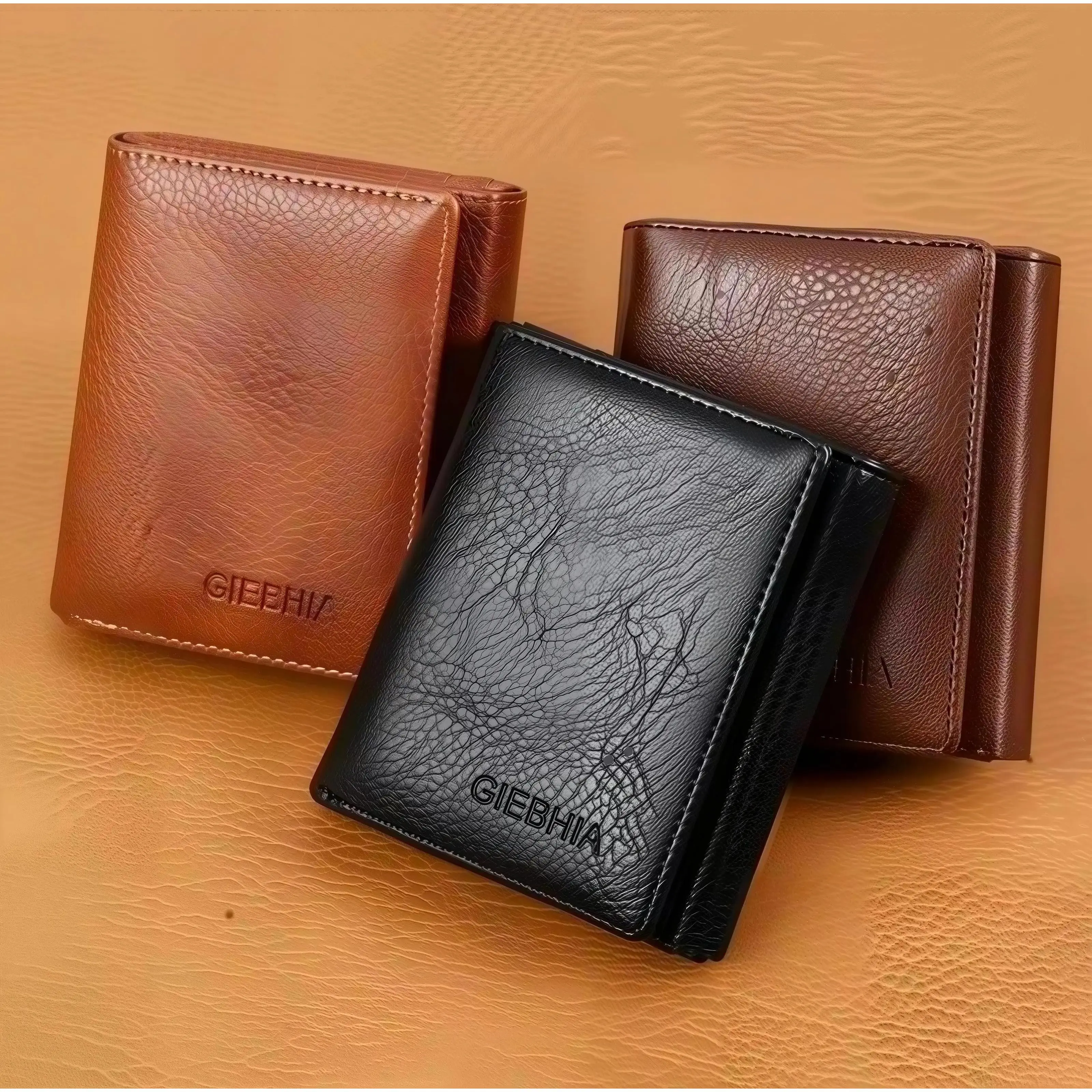 Men's Premium Black Wallet - RFID Blocking Anti-Theft, Genuine Cow Hide PU Leather, Trifold Design, 2 ID Windows, Smart Card Organization, Casual Slim Lightweight for Business & Outdoor Use, Dual Id Windows, Modern Gentleman