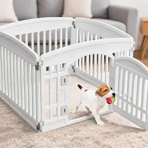 4-Panel Plastic Pet Playpen, 24 Inch Height Indoor & Outdoor Puppy Enclosure with Secure Lockable Gate, Stable Portable Fence Suitable for Small and Medium Sized Dogs
