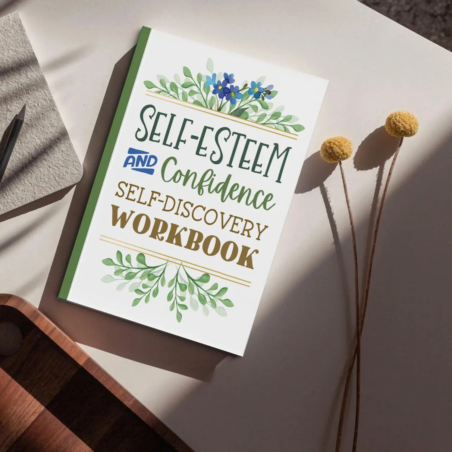 Self-Confidence Boost Workbook, Watercolor Floral Countryside Healing Style, Guided Journal for Adult Mental Growth, Daily Writing Notebook