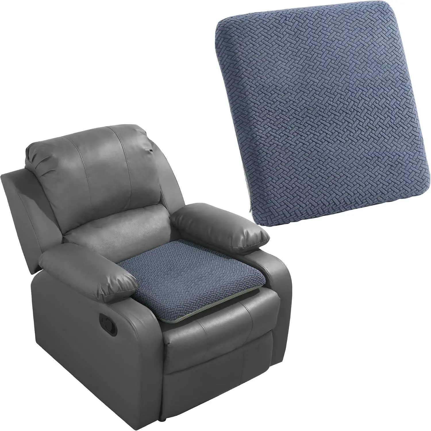 Tufted Furry Recliner Seat Cushion for Elderly Foam Curved Edge Large Square Seat Cushion for Recliner Chair, Pillow, Office Chair, Car, No Pressure on Thighs(Grey)