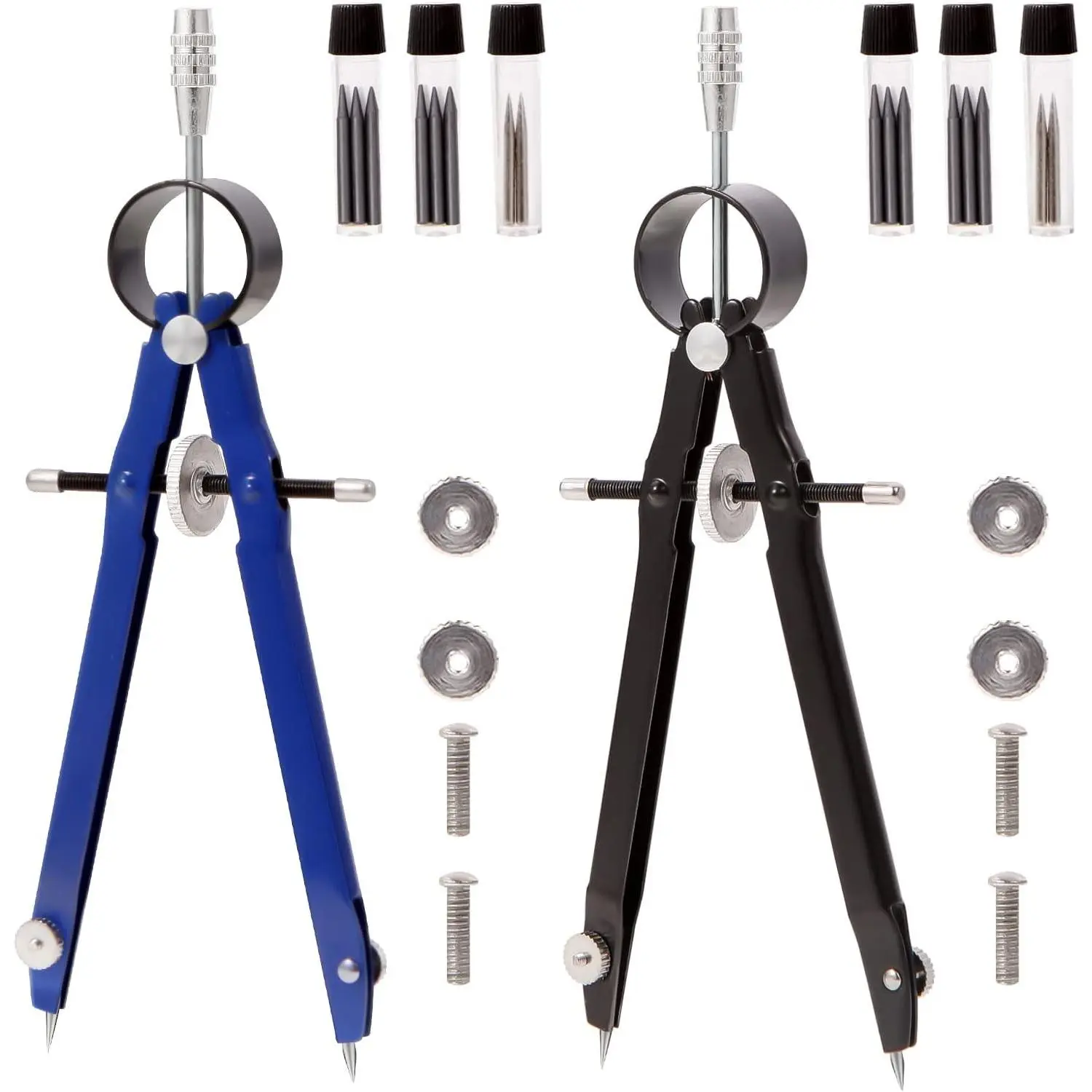 2pcs Compass for Geometry, Professional Drawing Compass,Metal Compass, Circle Compass Drawing Tool for Geometry, Math, Drafting, Drawing, Measuring, School & Office Supplies