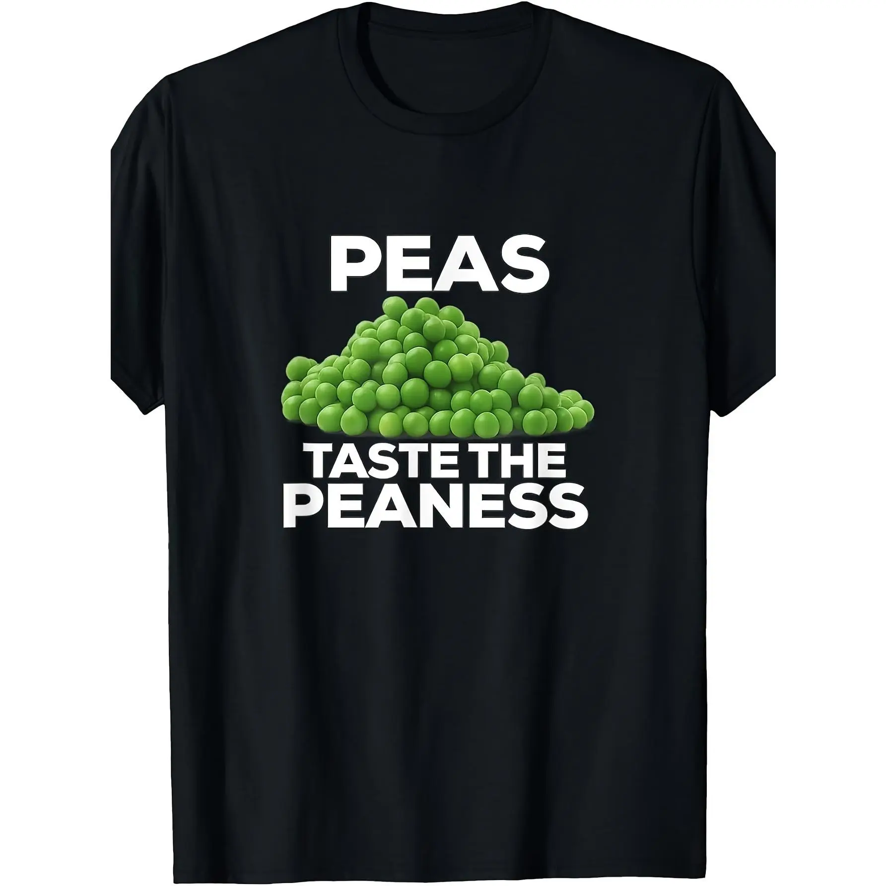 [100% Cotton] 100% Cotton Men's Peas Taste The Peaness Funny Food Inspired Graphic Short Sleeve Crew Neck Casual T-Shirt Vegetable Humor Tee Casual Wear for Food Lovers