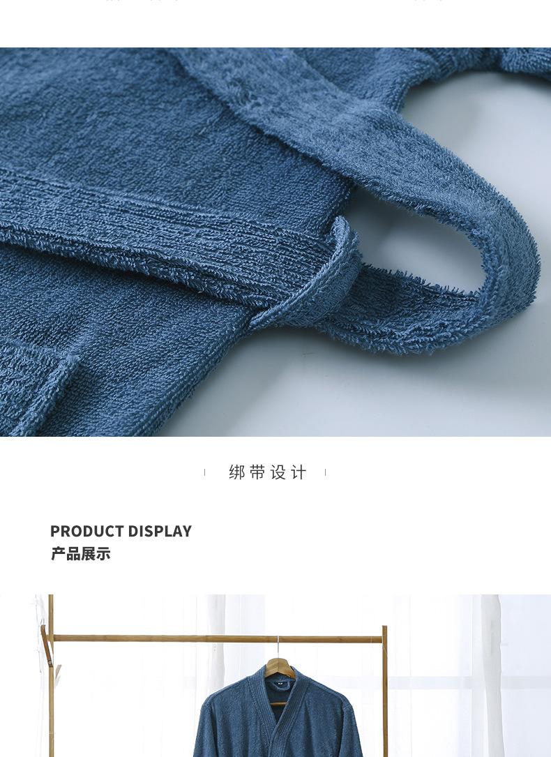 Hotel pure cotton bathrobe, spring and autumn towel material pajamas for women, all-cotton long style, soft, absorbent, quick-drying bathrobe with logo