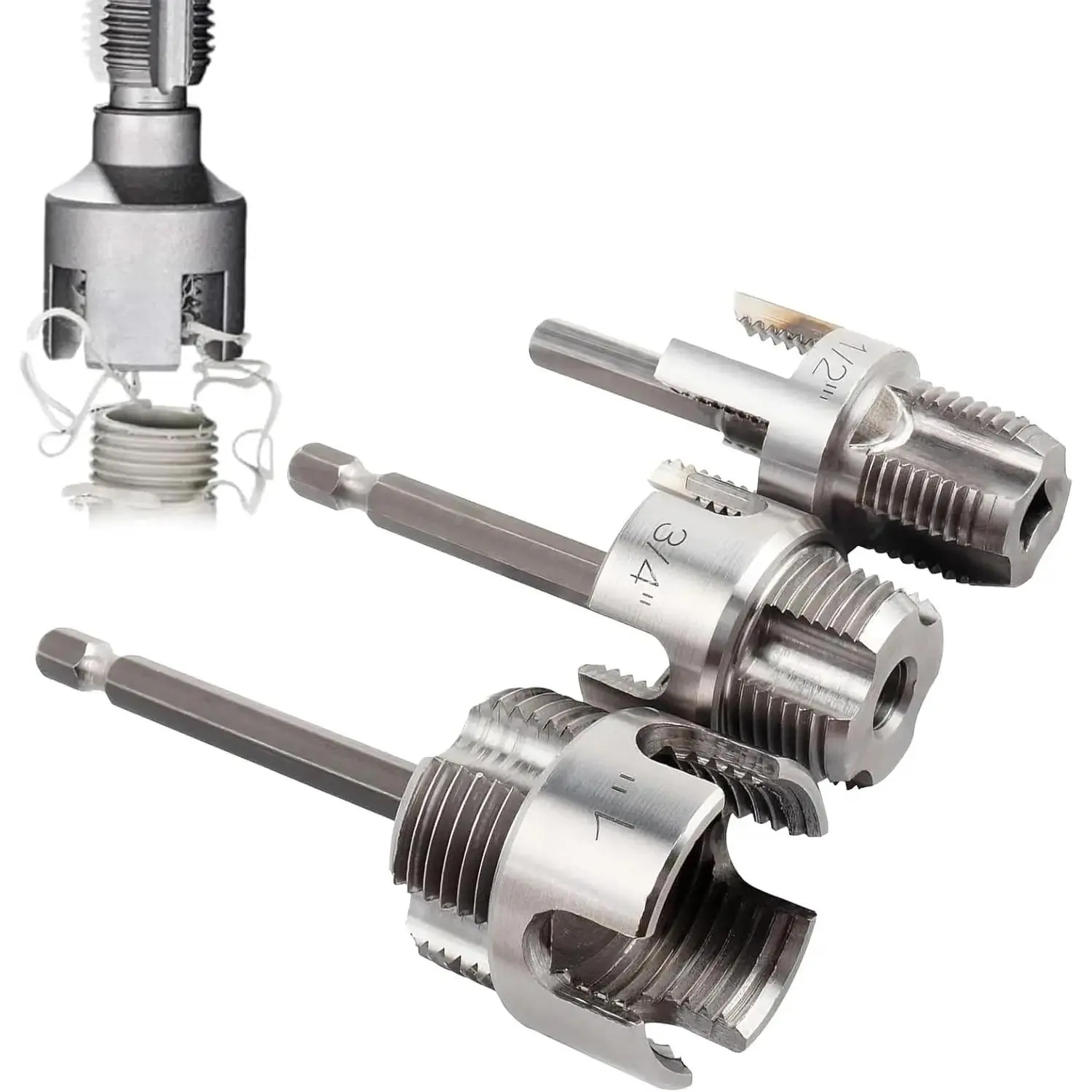 Pcs Internal & External Pipe Threading Tool, Function Pipe Thread Cutting Tool for 1/2" & 3/4"& 1" Pipes, Pipe Threader Kit for Home Repair