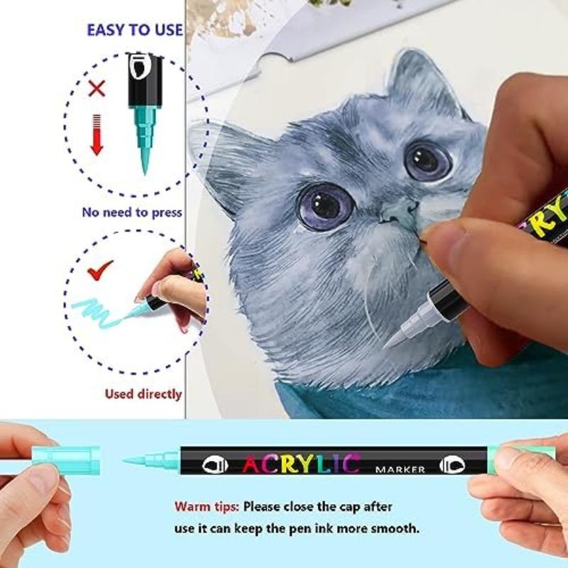 Acrylic Paint Marker Pen Set, 12/24/36pcs Double Tip Double Color Acrylic Paint Marker Pen, Art Supplies, Acrylic Art Kit for Rock Painting, Wood, Canvas, Stone, Glass，Christmas Gift