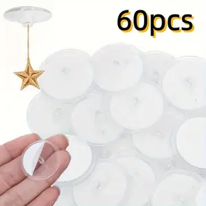 60 Mini Transparent Ceiling Hooks, Easy Install Self-Adhesive No Trace, Ideal for DIY Decor, Parties, Christmas Flags, Home Decoration