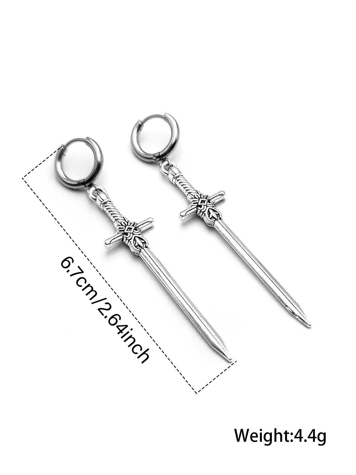 Unisex Gothic Style Sword Design Earrings, Stainless Steel Dangle Earrings, Punk Fashion Jewelry for Party, Daily Decor, Trendy All-match & Exquisite Jewelry for Birthday Gift, High Quality Earrings