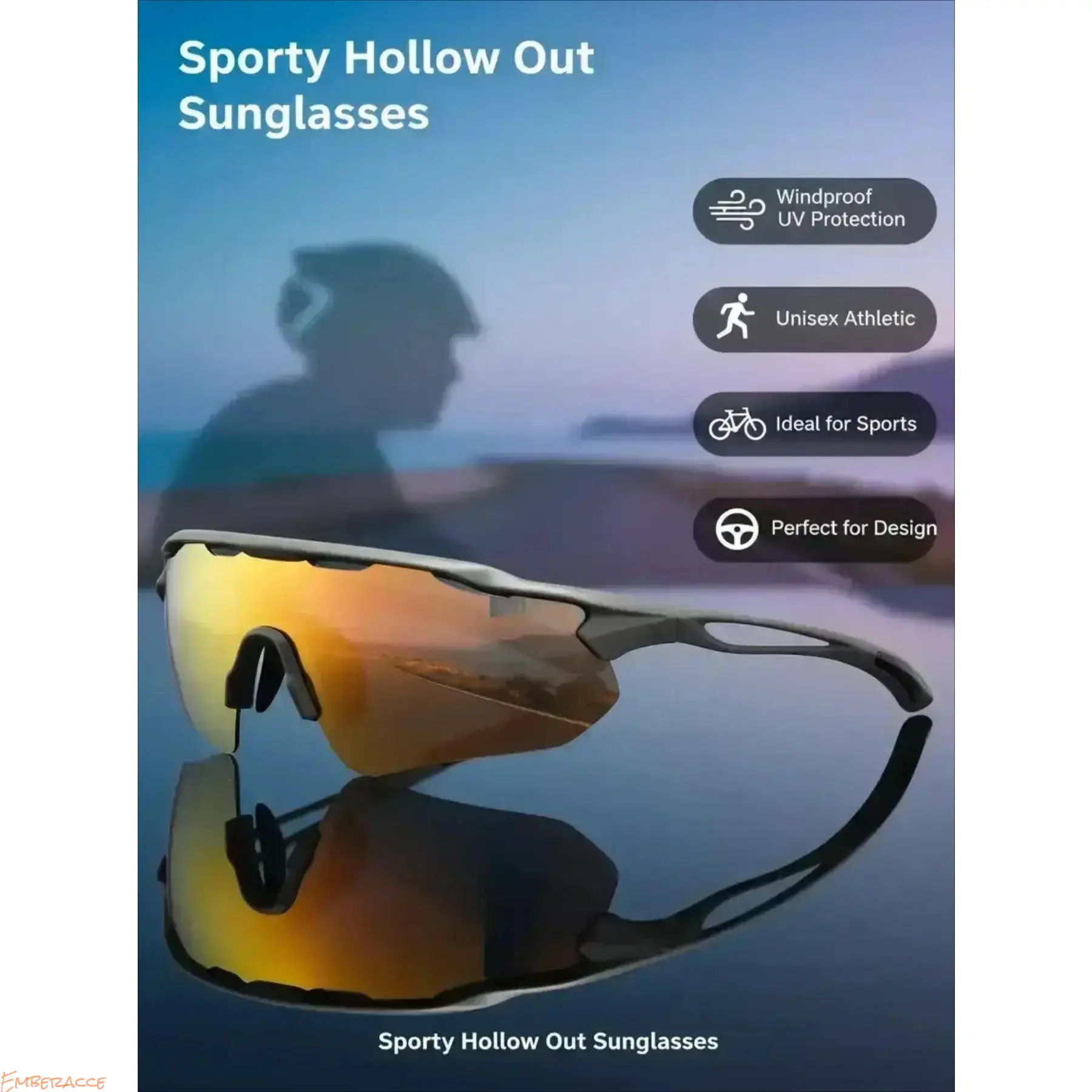Unisex Outdoor Sports Sunglasses with Anti-Fog UV400 Lens, Impact-Resist. Windproof Lightweight Frame, Customizable Fit for Running/Cycling, Sports & Outdoor Gear Accessory