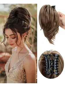 Women's Synthetic Fiber Ponytail Wig, Wavy Short Clip-In Ponytail, Approximately 8 Inches, Perfect for Daily Wear, Fashionable Look, Ponytail Extensions, Synthetic Hairpiece