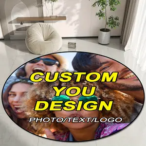 A Round Rug That Can Be Personalized with Text, Images, Or Logos. It Is a Non-Slip, Washable Mat Suitable for Home Decoration, Perfect for Birthdays, Housewarming, Graduations, Holiday Gifts, Father'S Day, Mother'S Day play