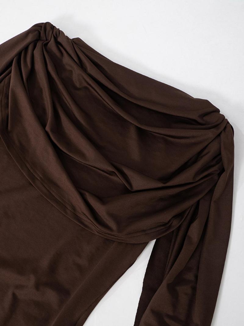 Women's Solid Color Bodysuit, Fashion Minimalist Casual Cowl Neck Bodycon Bodysuit for Nightlife, Women's Clothes for Summer