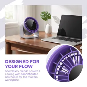 Intelligent silent USB desktop fan, 100 speed digital display+turbo airflow, brushless motor operates with low noise, 120 ° wide-angle rotation, rechargeable battery has long battery life, supports both tabletop and wall mounted use, with intelligent timi
