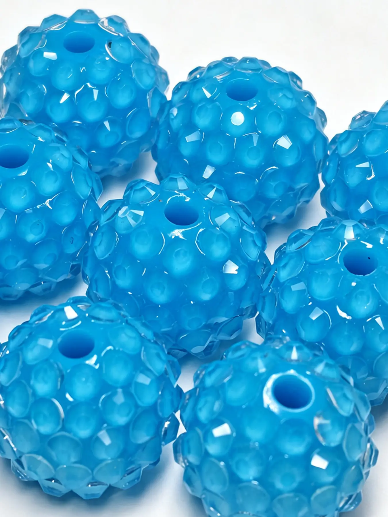 10pcs 16mm Aqua Blue Acrylic Beads, Round Loose Beads for Jewelry Making, Bracelet Necklace DIY Accessories, Elegant All over Print