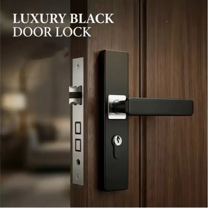 Metal Door Lock Set with 3 Keys, Suitable for Bedroom, Room, Study, Includes Lock Body or 2 Handles, Secure Indoor Door Lock, Door Hardware