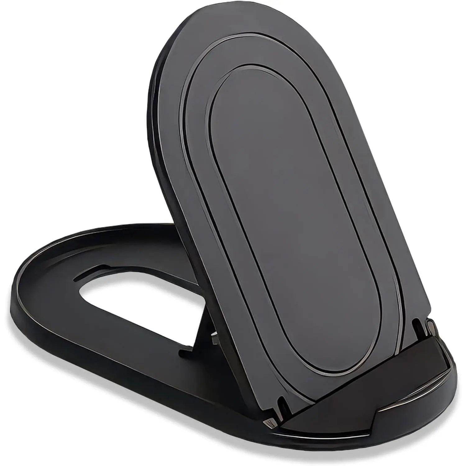 Durable ABS Plastic Portable Cellphone & Tablet Stand Accessory for Desk - Foldable Pocket-Sized Mount, Adjustable Multi-Angle Holder for 4-10” iPad, iPhone 16/15/14/13 Pro Max, Black, Model 1
