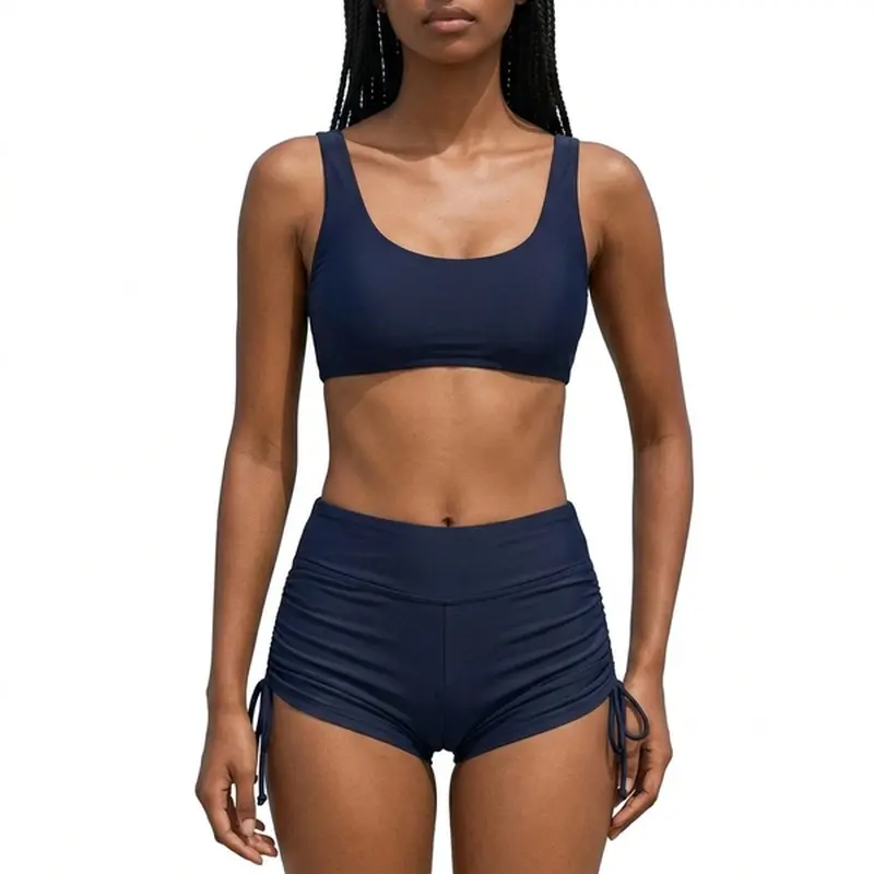 Women's Adjustable Side-Tie Swim Shorts, High Waisted Water Sports Bottoms for Surfing and Swimming