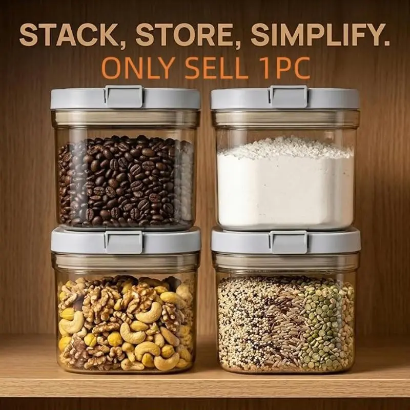 Sealed Transparent Storage Jar with Spoon, 800/1300/1800ML Wide Mouth Kitchen Container, BPA-Free, Ideal for Tea, Coffee, Sugar, Flour, Spices