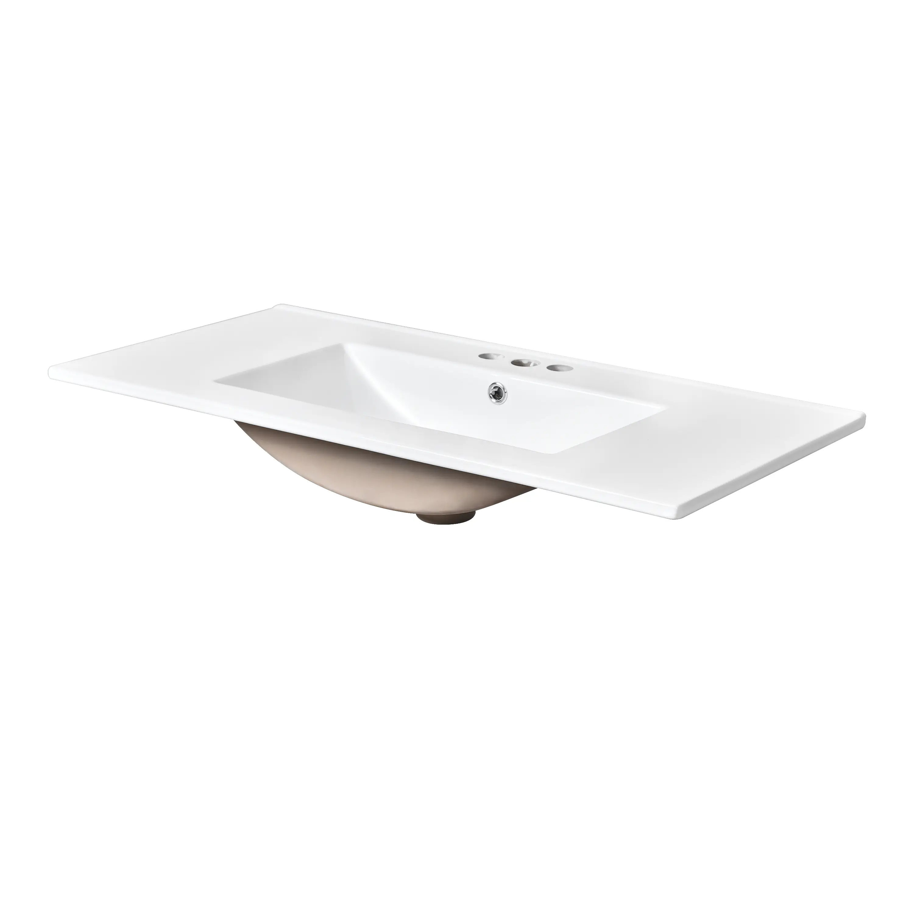 ARCH 36 Inch Single Bathroom Vanity Sink Top, White Ceramic Basin with 3 Faucet Holes, Wall Mount Washbasin for Bathroom, Easy Clean Smooth Surface, 18.3" x 36" x 6.3", White Color Options, Ceramic Material, Product Dimensions: 18.30 W x 36.00 D x