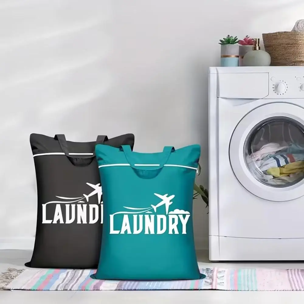 2 Pack Large Waterproof Travel Laundry Bags with Carry Handle, Black & Blue Wet Dry Separation Dirty Clothes Storage Pouches, Organizer for Swimming, Gym Fitness, Dormitory & Business Trips