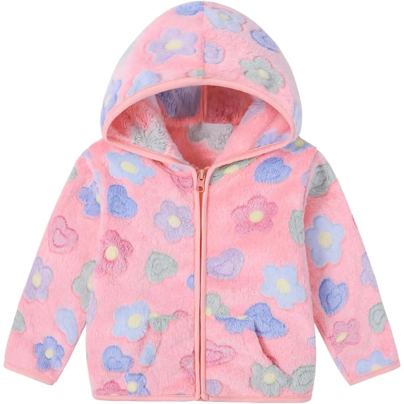 Toddler Baby Girls Fall Clothes Fleece Jackets Hooded Zip Up Cute Prints Fuzzy Coats Size 12 18 24 Months 2t 3t 4t 5t