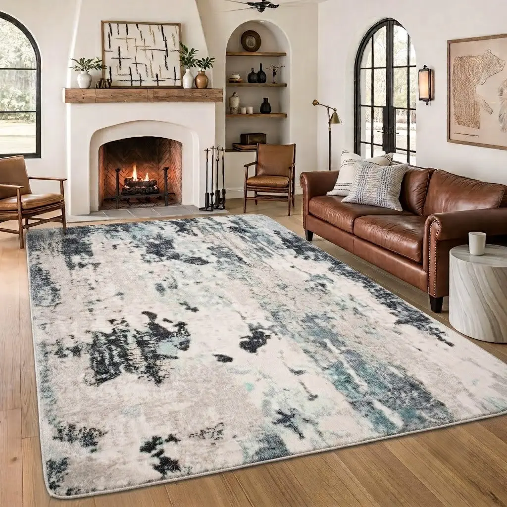Washable Sheepskin Look Carpet, Non-Slip Backing, Short Pile, Home Decorative Rug, Suitable for Kitchen, Dining Room, Bedroom, All Seasons