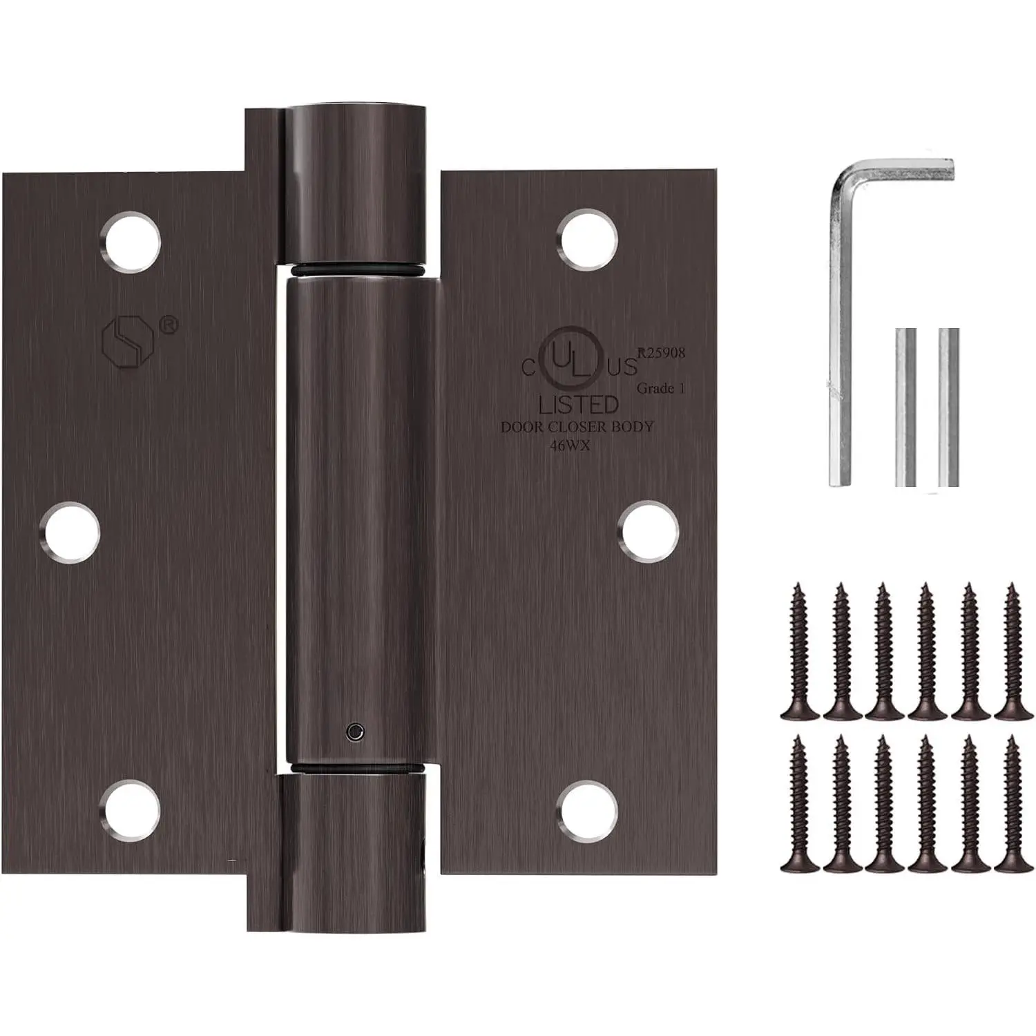 3 Pack Self Closing Door Hinges 3.5 inch Oil Rubbed Bronze Door Hinges Spring  Auto Close Hinges Square Corners Adjustable Tension for Interior Door 3 1/2 Auto Self-Closing Hinge