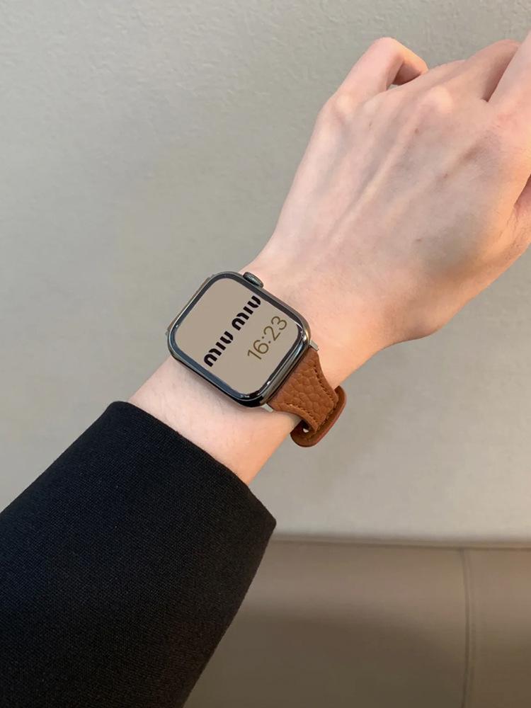 Genuine Leather Lychee-Grain Watch Band for Women — Compatible with Apple Watch (iWatch) Series 1–10 — Premium Look & Feel