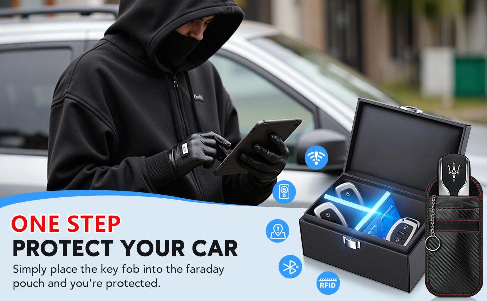 Faraday Box for Car Keys, Key Fob Signal Blocker Rfid Box for Car Keys, Faraday Key Fob Protector Signal Blocking Box
