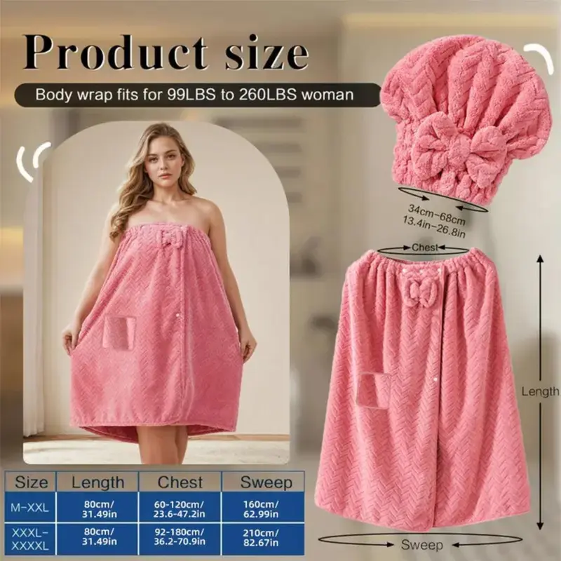 Plus Size Solid Brown 2Pcs Bathrobe Set M-XXXXL, Adjustable Pocket ...