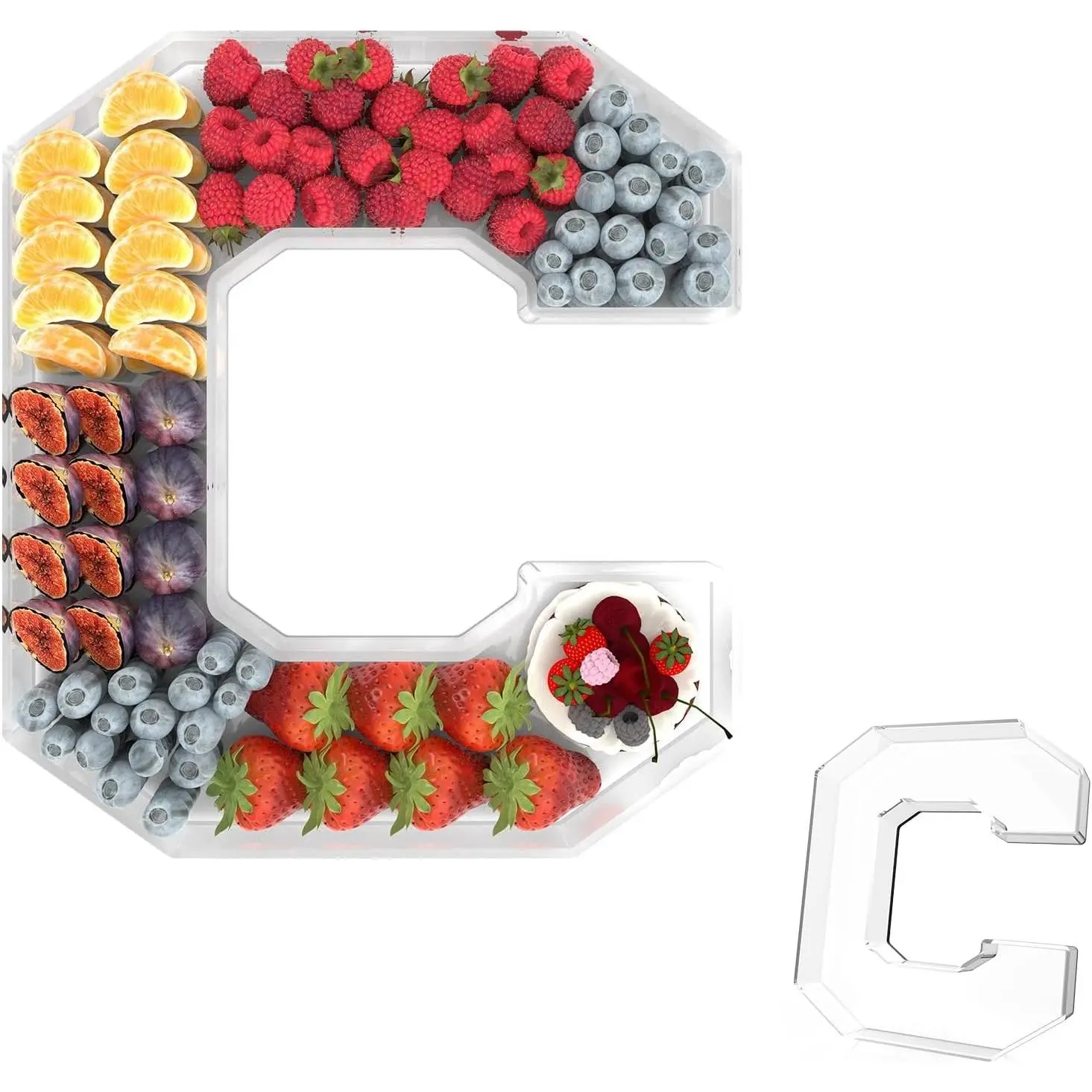 11" Acrylic Letter Charcuterie Tray, Charcuterie Letters Fillable Box for food, Reusable Serving Cake Candy Dish Display Tray for Birthday Anniversary Party Decoration (Letter C)