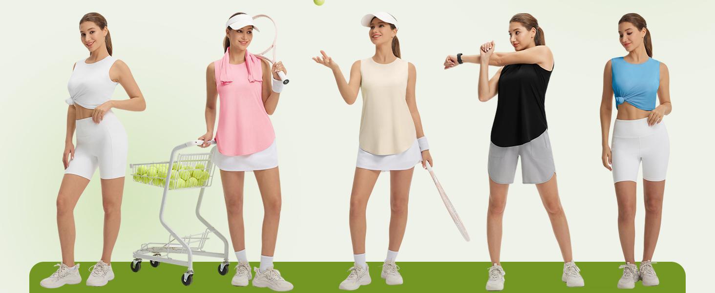 Baleaf Women's UPF 50+ Workout Tank Top Lightweight Sleeveless Gym Shirt Soft Loose Fit Athletic Top with Curved Hem for Yoga and Running