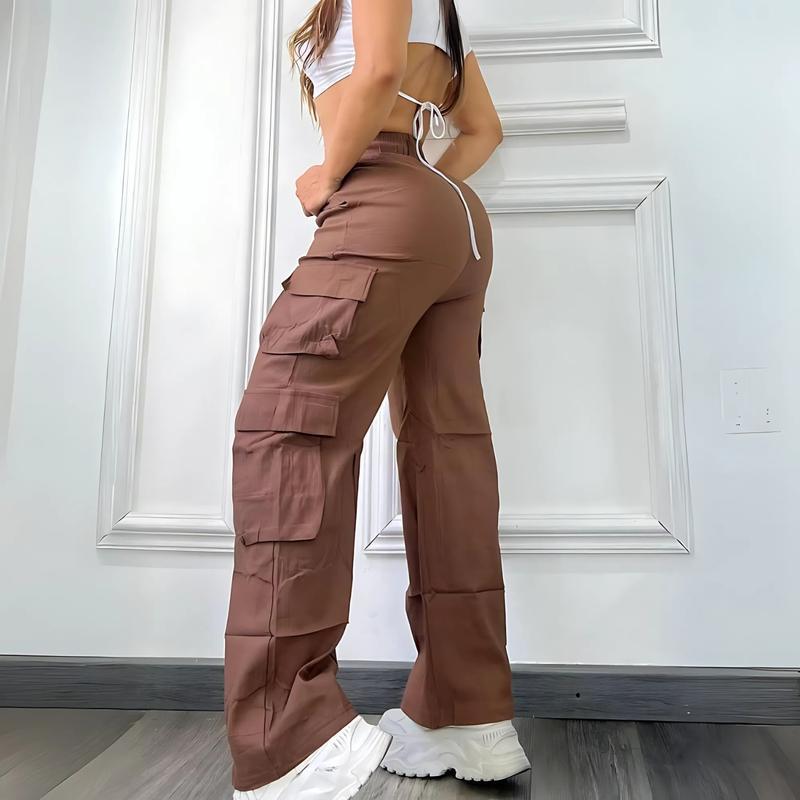 Casual Cargo Pants for Women - 2026 Fashion Multi-Pocket Solid Color Long Pants - Street Style - Cargo Pants for Women Streetwear