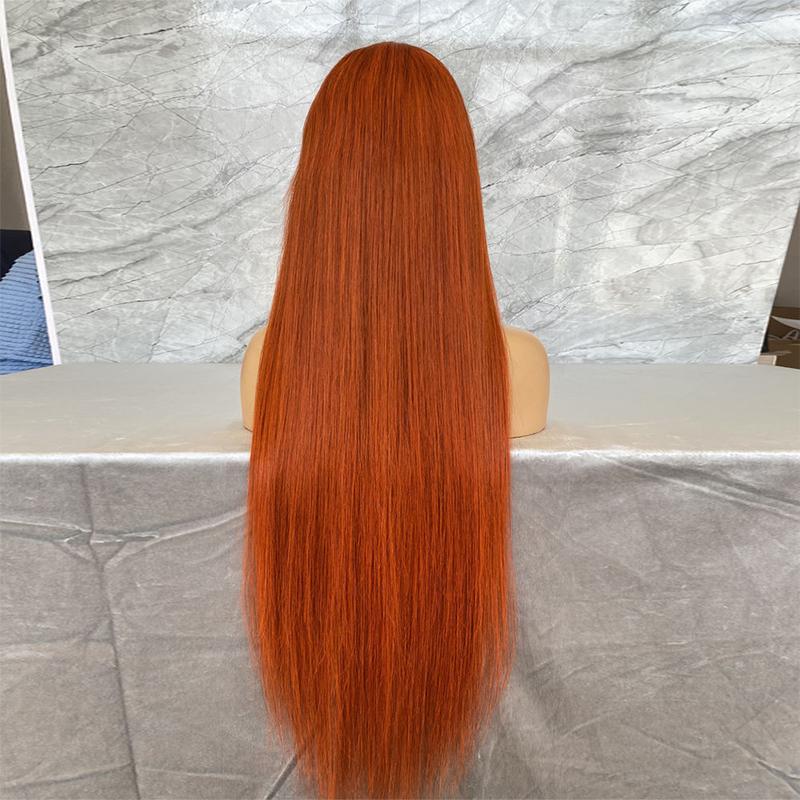 Bling Hair 30 32 Inch Ginger Straight Human Hair Wig Orange Brazilian 13x4 13x6 Hd Transparent Lace Frontal Ginger Human Hair Wigs for Women Pre Plucked 180% Density