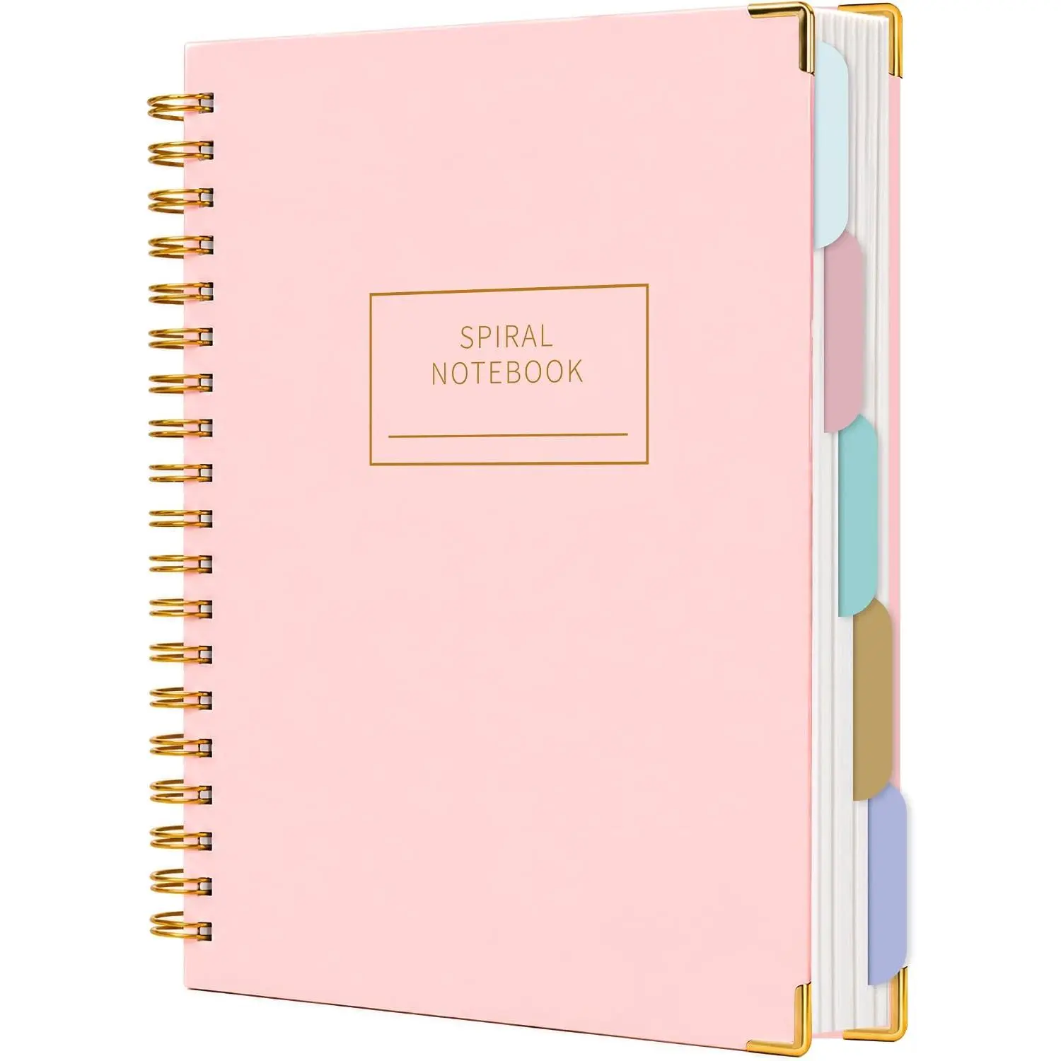 Hardcover Spiral Notebooks for Work School, B5 Journal Notebook with Tabs Dividers, Multi 5 Subject Notebook College Ruled, 240 Pages Lined Journal for Women,