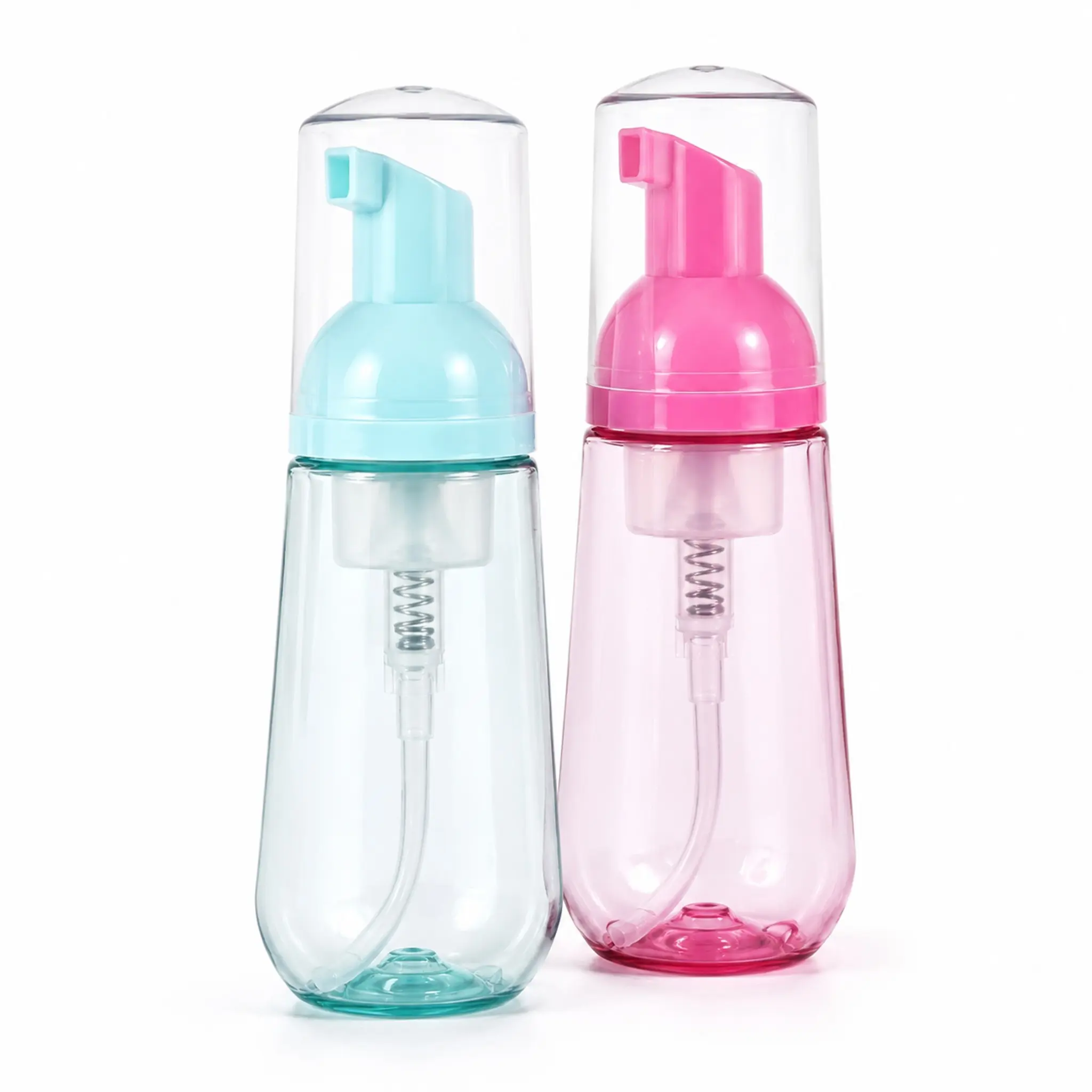 2-Pack 60ML Portable Foaming Bottle, Transparent Plastic Mousse Bottle, Face Wash Dispenser, Blue Travel Refill Bottles, Mini Bubble Bottle