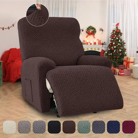 Elastic Recliner Sofa Cover - Polyester Blend Breathable Comfy Stretch Universal Sofa Protector, Waterproof Couch Cover, Washable Wrinkle-Resistant Pet-Friendly Slipcover with Pocket, Adjustable Multifit for Living Rooms (1 & Multi-Seater)