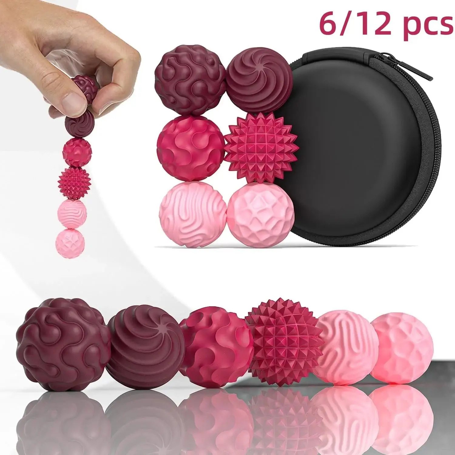 Adult Fidget Ball Set, Silicone Magnetic Balls, 6-Piece Stress Relief Toy, Autism and Adhd Anxiety Tool, Sensory Travel Gift for Teens and Adults
