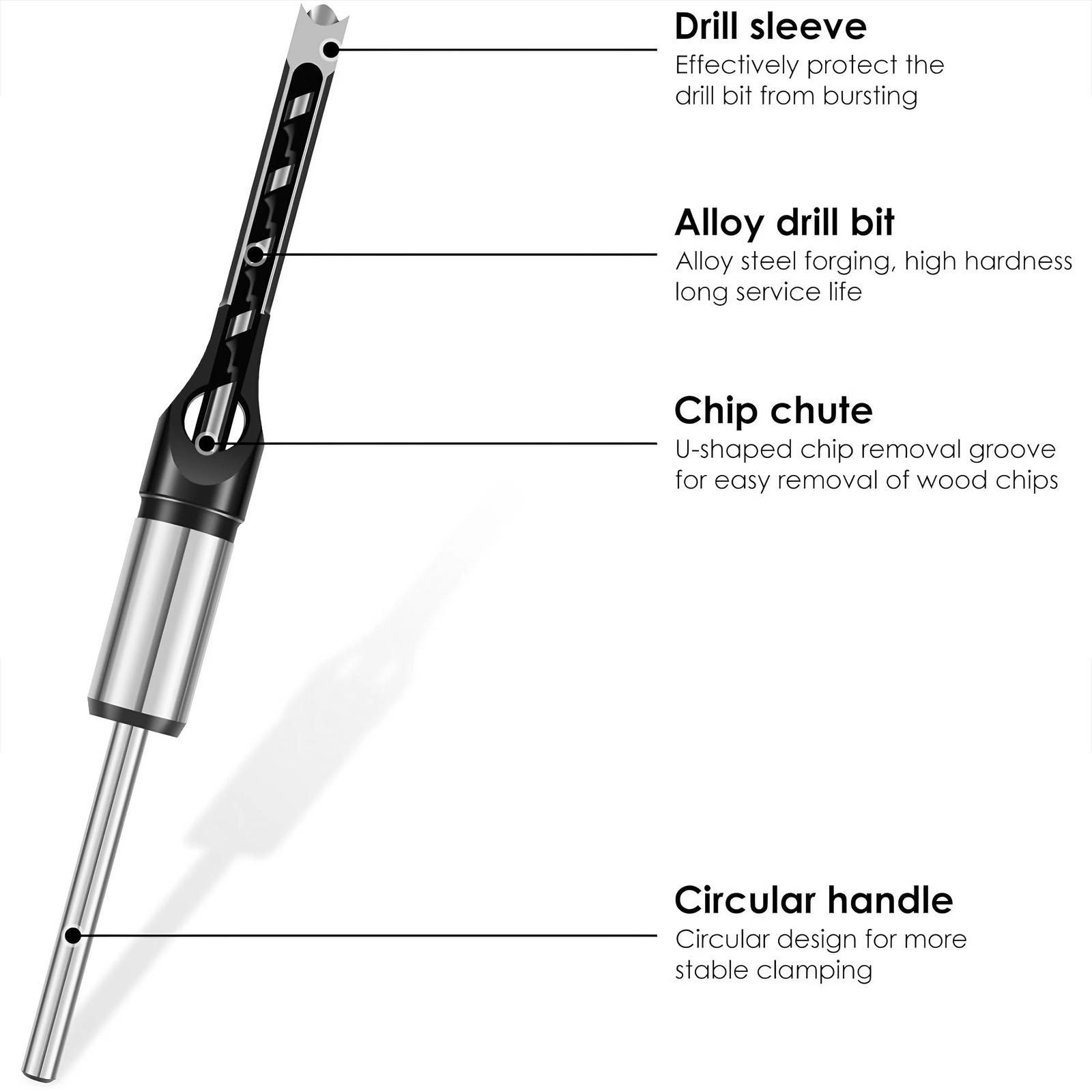 HSS Square Hole Woodworking Mortise Drill Bit, Portable Chisel Drill Bits, Square Auger Mortising Chisel Drills, Power Tool Accessories, Woodworking Tools