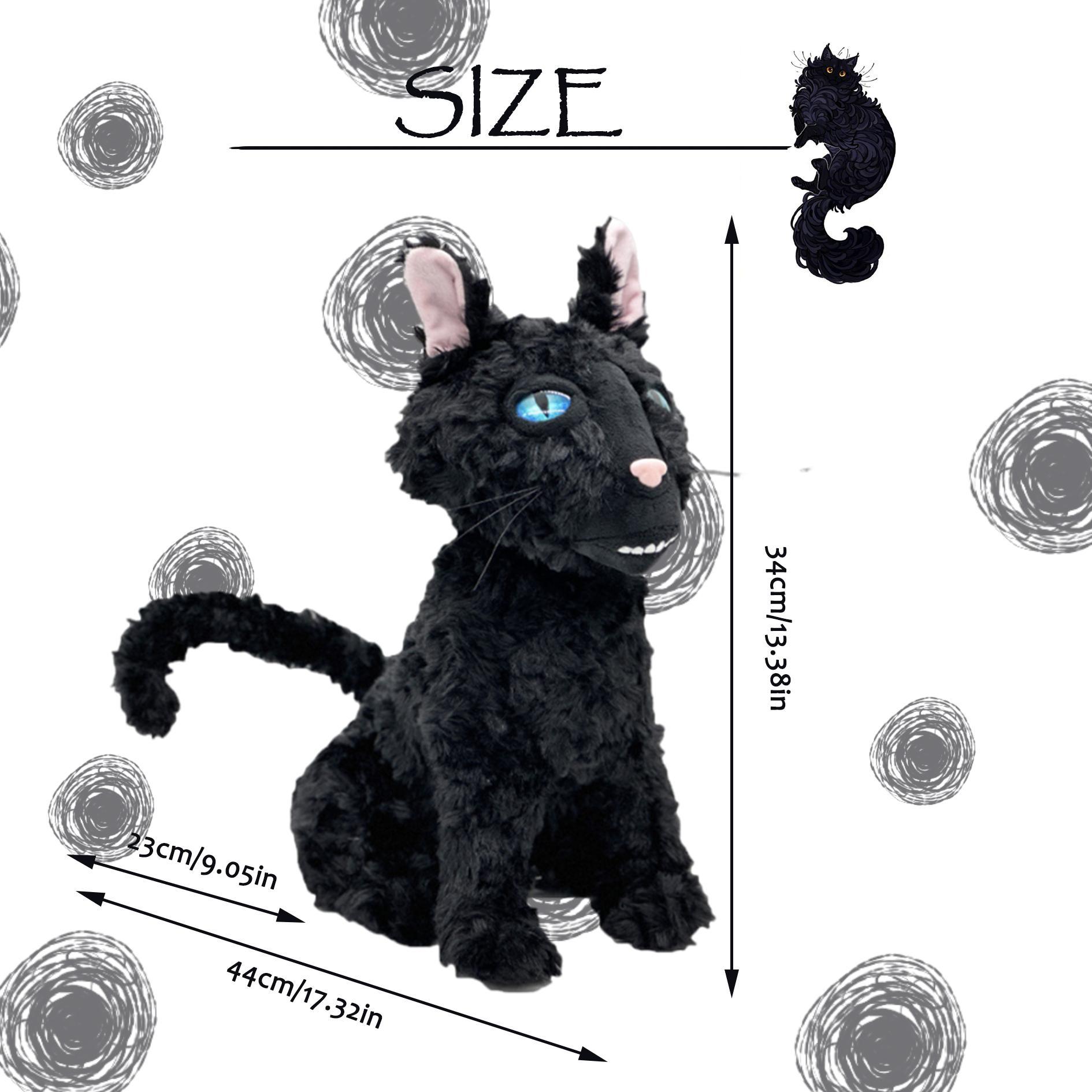 34cm/13.38in Black Cat Plush Toy, Cute Cat Plushie, Stuffed Animal Anime Doll, Desk Ornament, Decorative Toy, Perfect Toy, Soft Stuffed Figure, Huggable Collectible, Soft Cuddly Gift